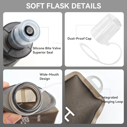 150ml Soft Flask Soft Water Bottle for Running, Hiking, Cycling and Climbing - Grey - color: 150ml, grey