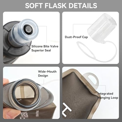 150ml Soft Flask Soft Water Bottle for Running, Hiking, Cycling and Climbing - Grey - color: 150ml, grey