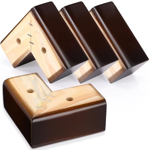 Geelin 8 Pack 2 Inch Wood Furniture Risers L-Shaped Bed Riser, Walnut Color - color: Walnut Color, size: 2 Inch