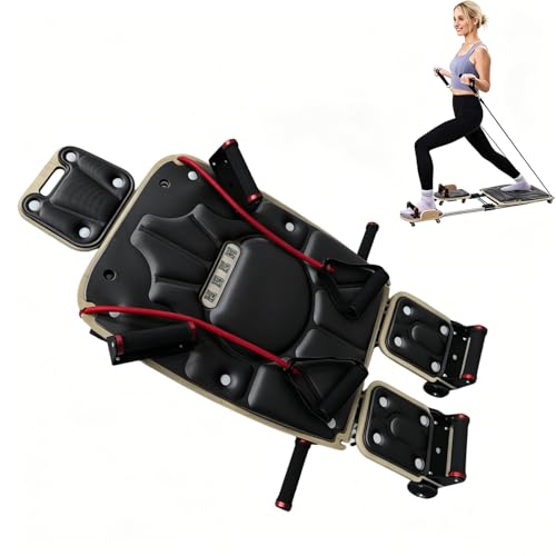 Pilates Board for Home, Portable Pilates Reformer Machine with Wood Deck, 440lb Capacity, Quick Assembly, Space-Saving, Pilates Ski Machine for Home Workout - color: Black