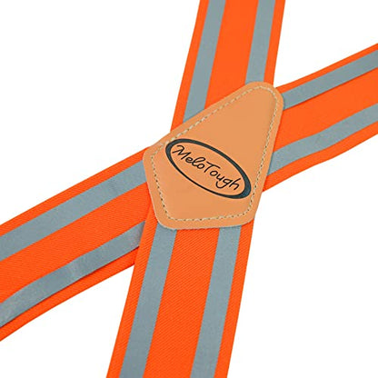 MELOTOUGH Reflective Safety Suspenders|Work Suspenders with Hi Viz Reflective Strip Hold Up Tool Belt Suspenders - color: Hi Viz Orange