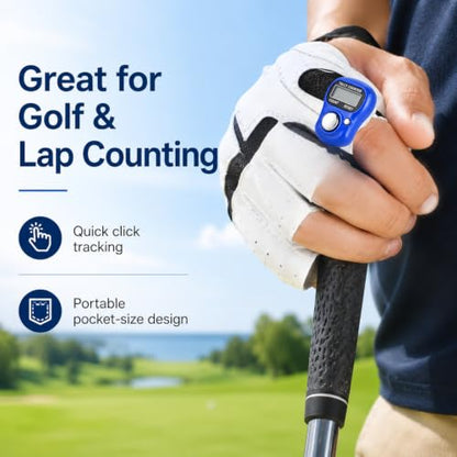5 Digit LED Digital Row Counter, Handheld Tally Counter with Ring Electronic Click Counter for Golf and Lap Counting - color: Blue