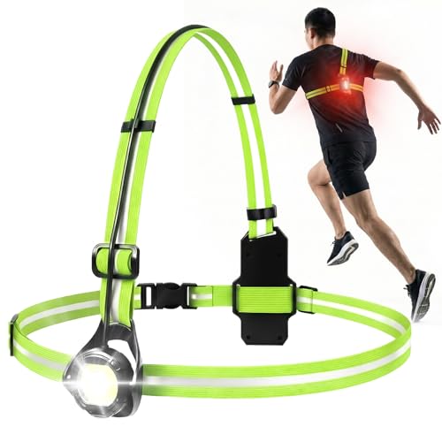 Running Lights for Runners with Rear Red Warning Light for Outdoors, Green