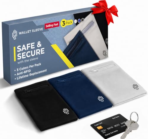 Wallet Sleeve, Wallet Wristband - Anti-Pickpocket -RFID Anti-theft - Lightweight -Perfect for Travel, Running, Hiking,3 Pack - size: Medium