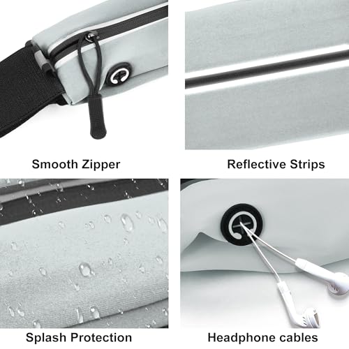 Running Belt Fanny Pack for Men and Women Slim Running Bag Phone Holder Runner Money Belt Running Essentials Workout Fitness - color: Grey