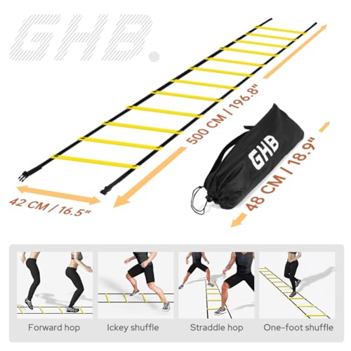 GHB Agility Ladder 2 Pack and Disc Cones 50 Pack 2 Carrying Bag