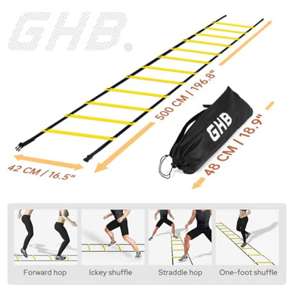 GHB Agility Ladder 2 Pack and Disc Cones 50 Pack 2 Carrying Bag