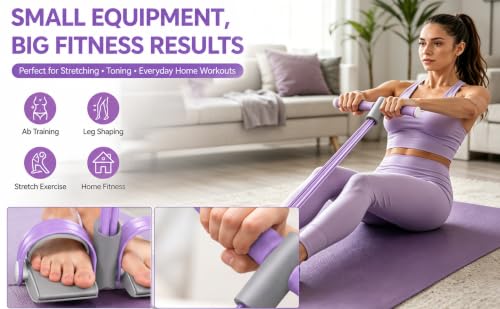Abdominal Trainer, Sit-Up Training Equipment, 6 Tubes Fitness Elastic Pull Rope, Tension Rope Pull Up Pilate Foot Pedal Resistance Band Workout Tool Ab Shaper - color: Purple