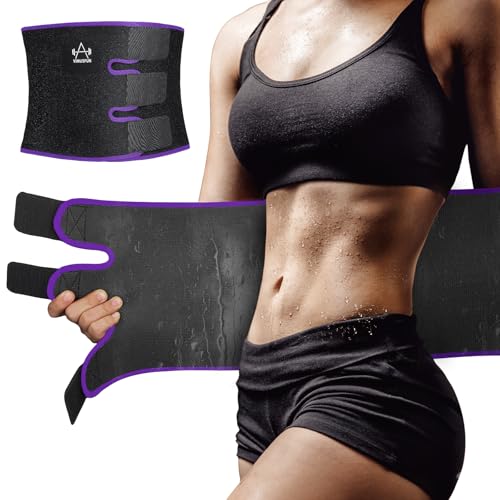 VIMUSFUN Waist Trimmer Belt Men Sweat Band Stomach Wrap, Waist Trainer for Women Workout - color: Purple, size: Belt M-8.5"Width x 39"Length