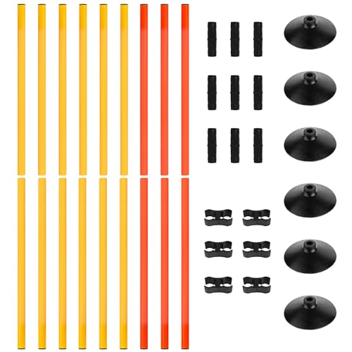 Adjustable Height Agility Speed Hurdles with Rubber Base, Training Equipment Set for Soccer, Track and Field, Detachable Agility Poles - size: 4.9 FT, style: Pack of 3