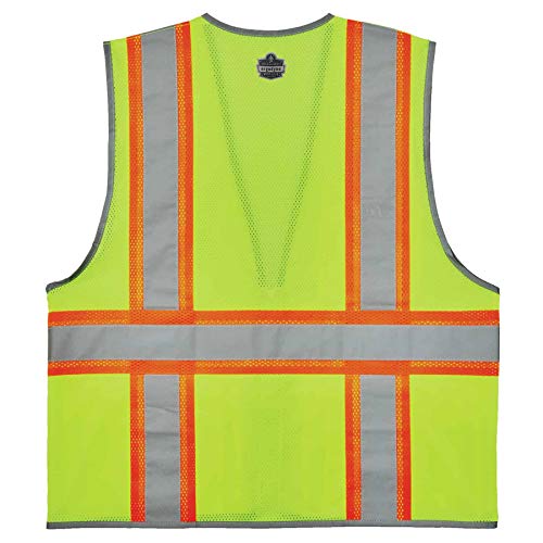 Ergodyne GloWear 8246Z ANSI High Visibility Two Tone Mesh Safety Vest with Reflective Binding, Lime, 2X-Large/3X-Large - color: Lime, size: XX-Large-3X-Large