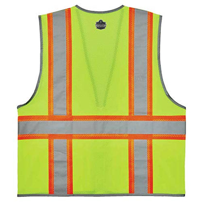 Ergodyne GloWear 8246Z ANSI High Visibility Two Tone Mesh Safety Vest with Reflective Binding, Lime, 2X-Large/3X-Large - color: Lime, size: XX-Large-3X-Large