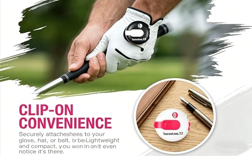 Golf Stroke Counter 1.2 Inch with Touch Reset - color: pink-black