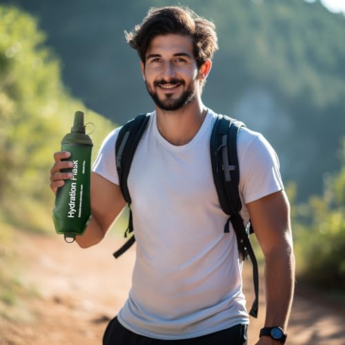 WILDREEDS 250ml Soft Flask, TPU Collapsible Soft Water Bottle for Hydration Pack, Running Vest, Folding Water Bottle for Hiking Cycling Climbing-2Pcs, Green - color: 2pcs, 250ml Green