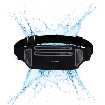 Ultra-Slim Waterproof Running Waist Pack with Dual Zipper，Slim Running ， Pouch Waist for Workout Jogging,Travel Money Running Gear Accessories