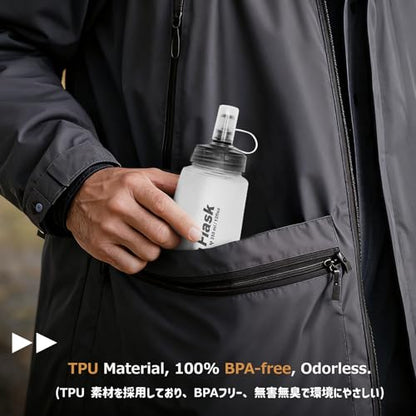 Azarxis TPU Soft Flask Collapsible Water Bottle Running Folding Gel Water Reservoir Handheld for Hydration Pack Hiking Cycling Climbing Jogging Marathon Trail Race - color: #04 Blue - 250ml - 2-pack
