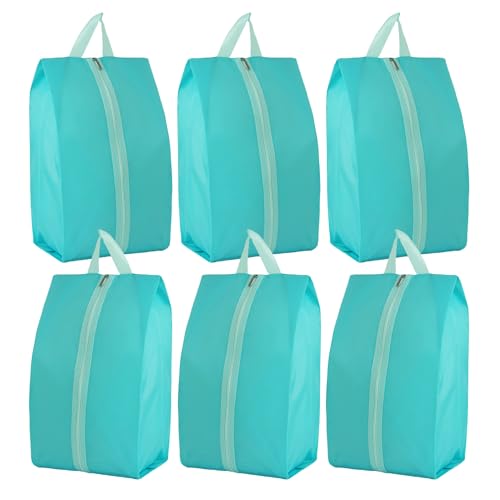 6pcs Portable Shoe Organizer, Travel Pouches with Zipper, Golf Shoe Bags, Clothes Bags, Soccer Cleats Bag Shoe Pouch for Gym, Waterproof, Odor-Resistant (Blue) - color: Blue