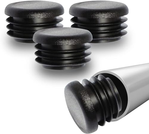 Prescott Plastics 1 1/4” (31.75 mm) Outer Perimeter Flexible Plastic Hole Plugs, Square Black Metal Tubing End Caps, Strong Furniture Leg Inserts, Impact & Weather Resistant, Made in the USA - 4 Pack - color: 4 Pack, size: 1.25"
