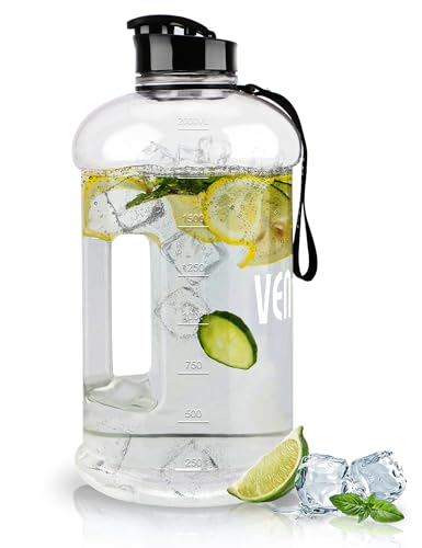Portable Large Plastic Water Bottle - BPA-free Half Gallon Reusable 2 Liter Water Jug for Outdoor Hiking Fitness Travel Camping Cycling - color: Clear