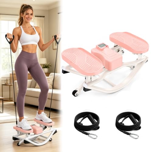 Rock Steppers for Exercise at Home 3D Motion Stair Stepper 350 LBS Capacity - color: Pink