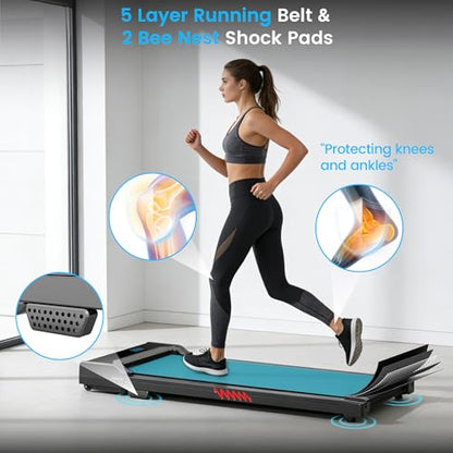 Walking Pad Treadmill for Home - Under Desk Walking and Running with Remote Control Portable Electric Machine Adjustable Slim Compact with 0.6-4.0MPH Modes Max up 265 Lbs for Home Office - color: Black-Red