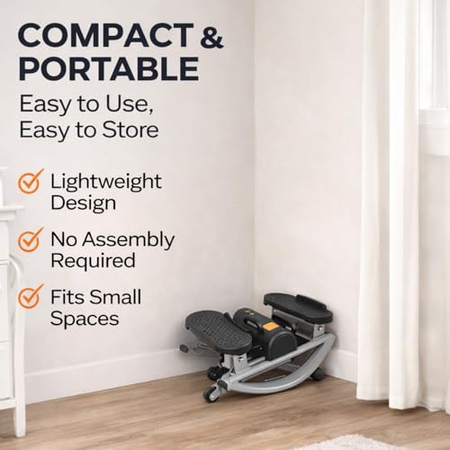 Rock Stepper Side to Side Lateral Stepper for Exercise at Home Stair Stepper with Resistance Bands Digital Monitor Low Impact Rocking Stepper for Legs Glutes and Core