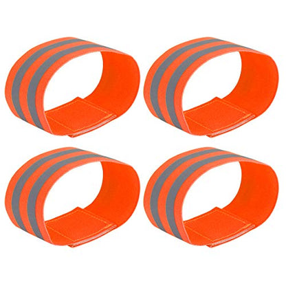 X AUTOHAUX 4pcs Reflective Bands for Arm High Visibility Night Cycling Riding Reflector Tape Straps Bracelet - color: Orange