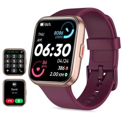 Tensky Smart Watch for Men Women(Call Receive/Dial), Alexa Built-in, 1.7" Touch Screen Fitness Tracker with Heart Rate Sleep Tracking, 60 Sports Modes, 5ATM Waterproof Smartwatch for Android iPhone - color: Purple