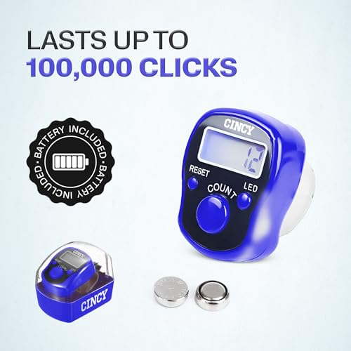 CINCY Clicker Counter with LED for Day & Night Use - Instant Reset, Accurate & Quiet, Long Battery Life - for People, Laps, Pitch, Golf, Baseball, Fish Counting, for Prayer, Everyday Prayer – 1 Pack - color: Blue