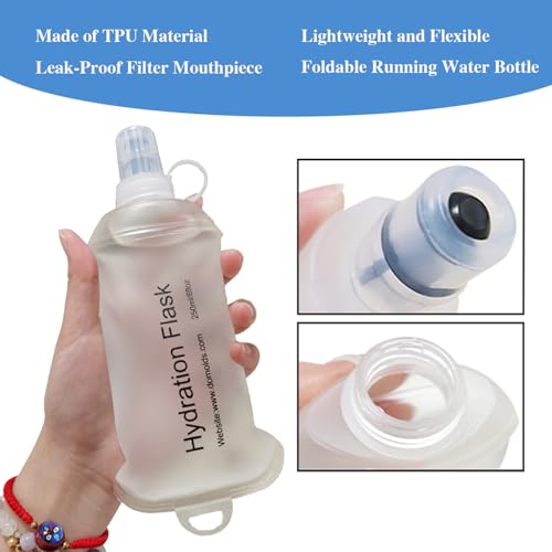 CLINTT 250ml Soft Flask, Foldable Running Water Bottle, TPU Folding Soft Water Flask, BPA-Free Collapsible Flask for Hydration Pack Running Vest, Cycling, Climbing, Hiking - 1Pcs, White - color: 250ml white