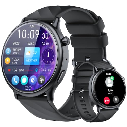 Smart Watch for Men Fitness Tracker: Waterproof Digital Womens Watches Make Answer Call Smartwatch for Android Phone iPhone Samsung Compatible Sleep SpO2 Heart Rate Monitor Running Step Pedometer - color: Black
