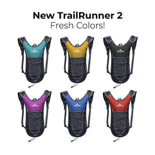 Teton Oasis/Trailrunner Hydration Backpack – Lightweight Water Pack with 2L/3L Bladder for Hiking, Running, Cycling, Biking 18L/22L Sizes – Sewn-in Rain Cover – Fits Men and Women - color: Black, size: 2 Liters