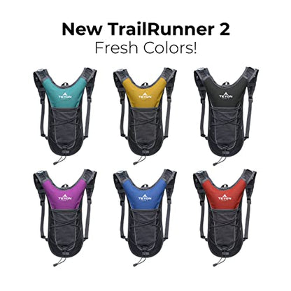 Teton Oasis/Trailrunner Hydration Backpack – Lightweight Water Pack with 2L/3L Bladder for Hiking, Running, Cycling, Biking 18L/22L Sizes – Sewn-in Rain Cover – Fits Men and Women - color: Black, size: 2 Liters