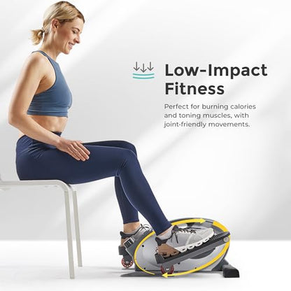 Sunny Health & Fitness Under Desk Pedal Elliptical Machine, Adjustable Resistance Leg Exerciser Office Home Workout While Sitting for Seniors - color: Grey