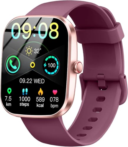 Smart Watch(Answer/Make Call), 1.91"HD Smartwatch for Men Women with Heart Rate/Sleep Monitor/Pedometer/Calories, 113+ Sports Fitness Watch Tracker, IP68 Waterproof Step Counter for Android iOS-Wine - color: Wine red