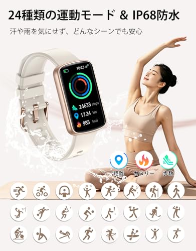 Fitness Watches for Women, LYNN2 Fitness Tracker with Heart Rate Monitor Blood Oxygen/Sleep Tracker Pedometer, Slim Step Tracker Watch for iOS/Android Phones Waterproof (Milky White) - color: Milky White
