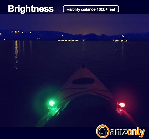 Amzonly 6pcs Navigation Lights, Stern Lights for Boat Kayak, Battery Operated Safety Light Kit for Night Kayaking, High Visibility, Boat Safety Whistle Included, 12PCS Extra Batteries - color: White