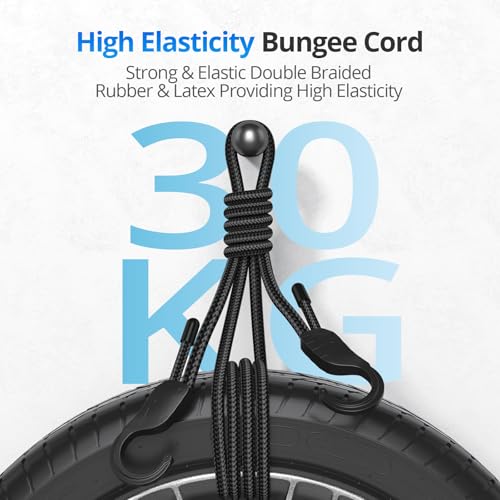 18" 36" 60" 80" Adjustable Bungee Cords with Hooks, Heavy Duty Outdoor 8 Pack Black, Length-Adjustable Design, UV-Resistant Elastic Straps for Cargo, Camping, Tents, Bikes, Luggage, etc - size: 18/36/60/80 inches, style: Adjustable
