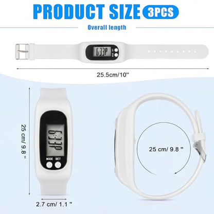 Kenning 3 Pcs Walking Running Pedometer Watch - color: Pink, White, Mint Green