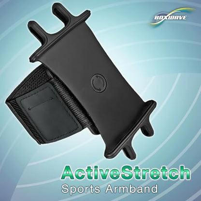 BoxWave Holster Compatible with Samsung Galaxy S26 Ultra - ActiveStretch Sport Armband, Adjustable Armband for Workout and Running - Jet Black