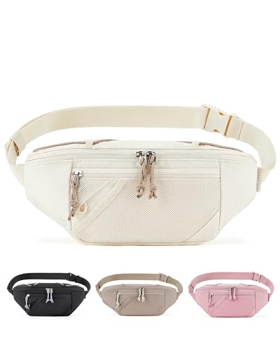 BAGSMART Fanny Packs for Women, Belt Bag for Traveling Hiking, Beige - color: A-beige