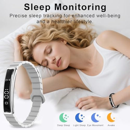 Efolen Smart Bracelet for Women,Ultralight Fitness Tracker Smart Wristband with Heart Rate/Blood Oxygen/Sleep Monitor/Pedometer,Slim Smartwatch for Android iPhone,Activity Tracker,2 Band,Silver - color: Silver