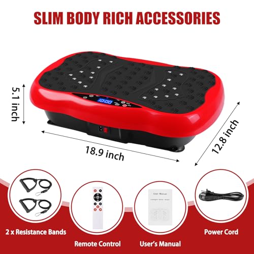 Vibration Plate Exercise Machine / Full Body / Portable / Weight Loss - color: Red