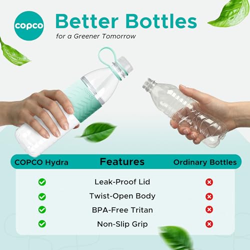 Copco Hydra 20 oz Tritan Water Bottle with Leak-Proof Lid & Textured Grip - BPA-Free, Dishwasher Safe, Easy Twist-Open for Ice & Fruit - Fits Cup Holders, Lightweight, Durable(Robins Egg Blue) - color: Robins Egg