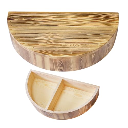 5.2" H Semicircular Wooden One Step Stool for Door High Bed Elderly Safety - size: 26.4" W