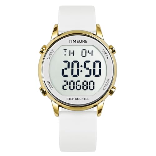 TIMEURE Pedometer Watch for Women Step Counter for Walking No App TU-2509 - color: white