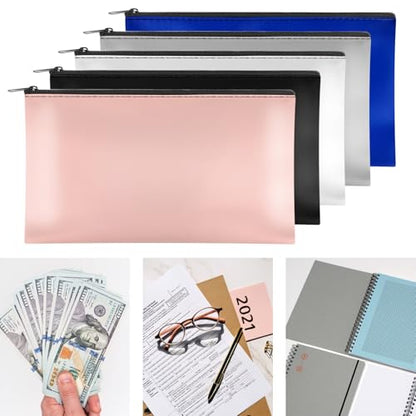 1 Pack Money Bag with Zipper, 11x6.1 inch Multi-purpose Cash Pouch, Bank Bag, Cash Bag, Check Wallet, Cosmetic Organizer (Blue) - color: Blue, size: 1 Piece