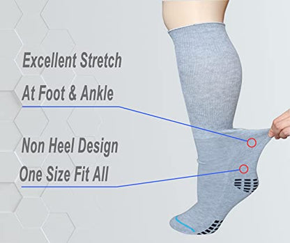 COIYUFUX Extra Width Socks For Bariatric Diabetic For Men Women, Cast Lymphedema Socks for Swollen Foot Ankle 2 Pairs - color: Gray