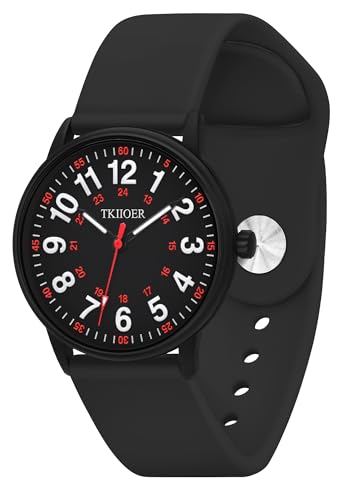 TKIIOER Nurse Watch for Nurse Medical Professionals Students Women Men, 50M Waterproof 12/24 Hour Military Time Luminous Easy Read Dial, Second Hand Watch for Nursing - color: Full Black