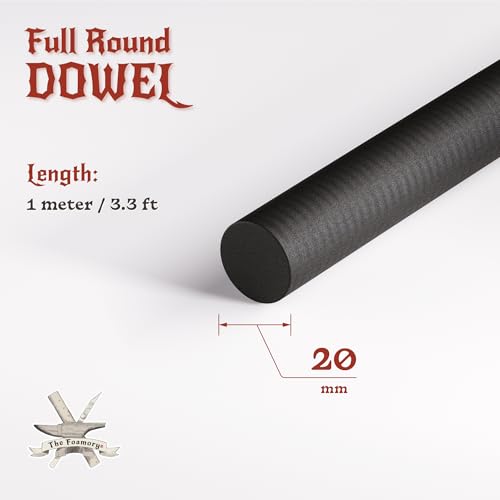 The Foamory Black EVA Foam Dowel - Full Round 20mm x 1M Length Craft Stick - color: 1 Pack: 1M Length - 20mm Thickness, size: Black - Full Round Dowel